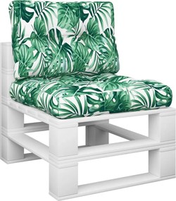 vidaXL Μαξιλάρια Παλέτας 2 τεμ. Σχέδιο Φύλλων Υφασμάτινα