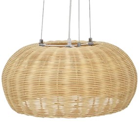 GloboStar DE LA MER 01624 Vintage Κρεμαστό Φωτιστικό Οροφής Τρίφωτο 3 x E27 Καφέ Ξύλινο Μπαμπού Φ45 x Υ24cm - 01624