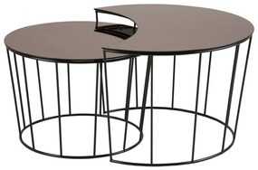 Σετ τραπεζιών περιοδικών Oakland 174, Καφέ, Μαύρο, 45cm, Γυαλί