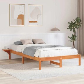 vidaXL Πλαίσιο κρεβατιού με κομοδίνα Καφέ 140 x 190 cm Καφέ κεριού