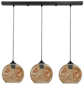 Φωτιστικό Οροφής - Ράγα Pop 02-0397 3/Ε27 Φ20x80x100cm Black-Honey Heronia Metal, Glass