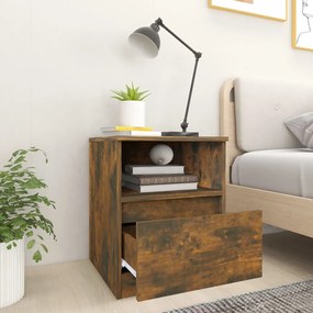 vidaXL Κομοδίνα 2 τεμ. Καπνιστή Δρυς 40x40x50 εκ. από Επεξεργ. Ξύλο