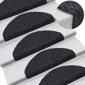 Πατάκια Σκάλας Αυτοκόλ. 10 τεμ. Μαύρα 65x21x4 εκ. Βελονιασμένα