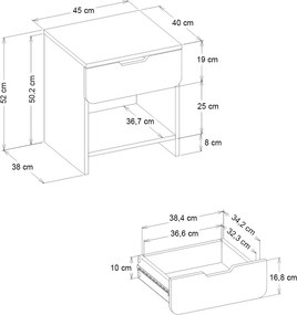 Κομοδίνο Mida Megapap χρώμα sepet oak 45x40x52εκ.