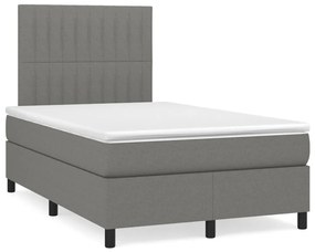 Κρεβάτι Boxspring με Στρώμα Σκούρο Γκρι 120x190 εκ Υφασμάτινο - Γκρι