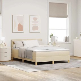 vidaXL Κρεβάτι με ελατήρια με μαξιλάρι Κρεμ 140 x 200 cm ύφασμα