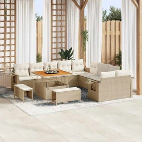 vidaXL Σετ Καναπέ Κήπου με αποθήκευση 13 pcs Μπεζ Πολυ ράταν