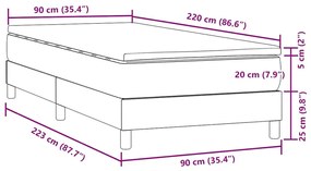 Κρεβάτι Boxspring με Στρώμα Σκούρο Μπλε 90x220 εκ. Βελούδινο - Μπλε