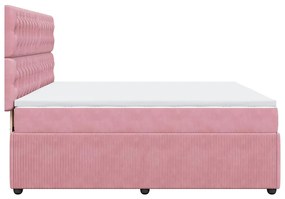 vidaXL Κρεβάτι Boxspring με Στρώμα Ροζ 180x200 εκ. Βελούδινο