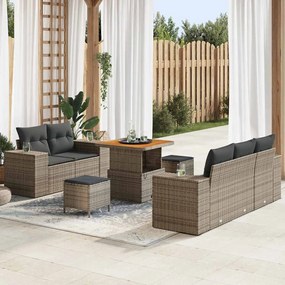 vidaXL Σετ Καναπέ Κήπου 8 pcs Γκρι συνθετικό ρατάν