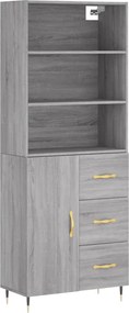 vidaXL Ντουλάπι Γκρι Sonoma 69,5 x 34 x 180 εκ. Επεξεργασμένο Ξύλο