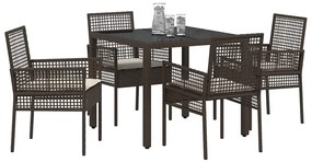 vidaXL Σέτ φαγητού για κήπο 5 pcs Καφέ Πολυ ράταν