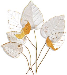 Διακοσμητικό Τοίχου Feuille 930DYU1294 73x4x76cm White-Gold Wallity Μέταλλο