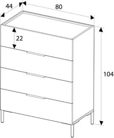 Συρταριέρα Oryana Megapap χρώμα καρυδί 80x44x104εκ.