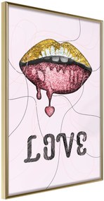 Αφίσα - Lip Gloss and Love - 30x45 - Χρυσό - Χωρίς πασπαρτού