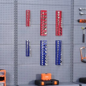 VEVOR Magnetic Socket Organizer Set 6PCS Socket Trays Blue &amp; Red for Metric SAE