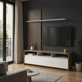 Σύνθετο σαλονιού Delfina σε sonoma με λευκή απόχρωση 190x40x199.5εκ 190x40x199.5 εκ.