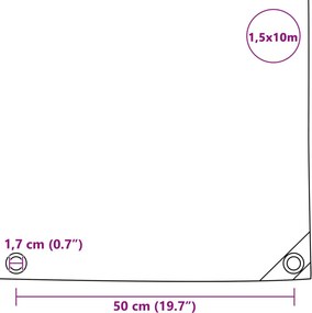 vidaXL Μουσαμάς Γκρι 1,5 x 10 μ. 650 γρ./μ.²