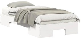 vidaXL Κρεβάτι δαπέδου Λευκό 90 x 200 cm Μασίφ ξύλο πεύκου