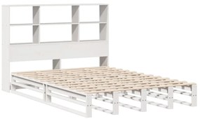 vidaXL Κρεβάτι Βιβλιοθήκη Χωρίς Στρώμα Λευκό 120x190 εκ Μασίφ Πεύκο