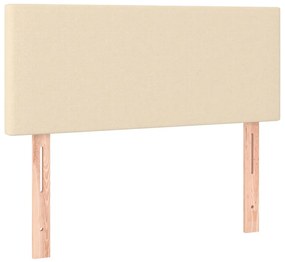 vidaXL Κρεβάτι Boxspring με Στρώμα &amp; LED Κρεμ 90x200 εκ. Υφασμάτινο