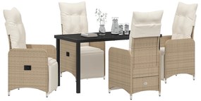 vidaXL Set 5 κομματιών Επίπλων Κήπου  με Μπεζ Πολυ Ράταν
