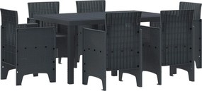 vidaXL Σέτ φαγητού για κήπο 7 τμχ. Ανθρακί Rattan Polt