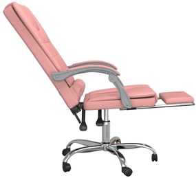vidaXL Πολυθρόνα Γραφείου Μασάζ Ανακλινόμενη Ροζ από Συνθετικό Δέρμα