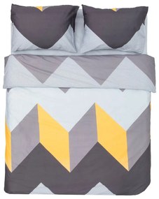 Σετ Διπλή Παπλωματοθήκη, Σεντόνι & 2 Μαξιλαροθήκες Heinner Home από βαμβάκι 132 TC, με διαστάσεις 180x200cm - Γκρι/Κίτρινο