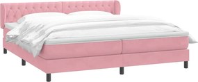 vidaXL Box Spring κρεβάτι με στρώματα ροζ 180x210 cm Βελούδινο