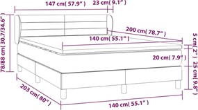vidaXL Κρεβάτι Boxspring με Στρώμα Κρεμ 140x200 εκ. Υφασμάτινο