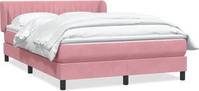 vidaXL Box Spring κρεβάτι με στρώμα ροζ 160x220 cm Βελούδινο