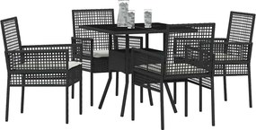 vidaXL Σέτ φαγητού για κήπο 5 pcs Μαύρο συνθετικό ρατάν