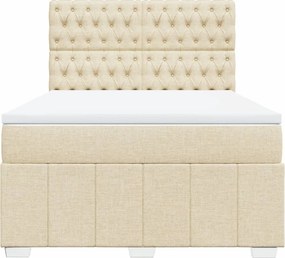 vidaXL Κρεβάτι Boxspring με Στρώμα Κρεμ 140x200 εκ. Υφασμάτινο