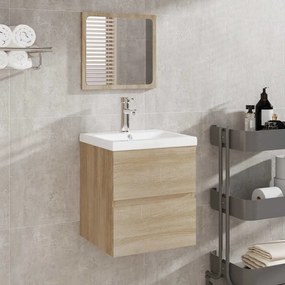vidaXL Ντουλάπι Μπάνιου με Καθρέφτη Sonoma Δρυς από Επεξεργασμένο Ξύλο