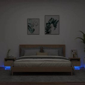 vidaXL Κομοδίνα με Φώτα LED 2 τεμ. Sonoma Δρυς 40 x 39 x 37 εκ.