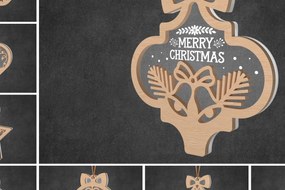 Σετ των 3 Intra απο ξύλο plywood 3mm-4mm πάχος Χριστουγεννιάτικου Στολίδι - 8 Σχέδια Δίασταση 8x8 cm INTRAFABR-108957725