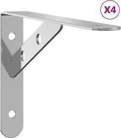 vidaXL Στηρίγματα Ραφιών 4 Τεμ. Ασημί 20x2,5x14 εκ. Ανοξείδωτο Ατσάλι