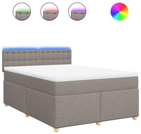 vidaXL Κρεβάτι Boxspring με Στρώμα Taupe 140x190 εκ. Υφασμάτινο