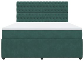 Κρεβάτι Boxspring με Στρώμα Σκούρο Πράσινο 180x200εκ. Βελούδινο - Πράσινο