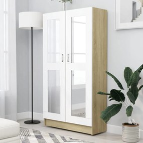 vidaXL Βιτρίνα Λευκό/Sonoma Δρυς 82,5 x 30,5 x 150 εκ. Μοριοσανίδα
