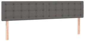 vidaXL Κρεβάτι Boxspring με Στρώμα Γκρι 200x200 εκ. Συνθετικό Δέρμα