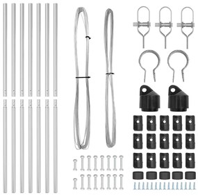 vidaXL Πό posts φράχτη 7 pcs Ασημί Ø32mm 150 εκ Γαλβανισμένος χάλυβας