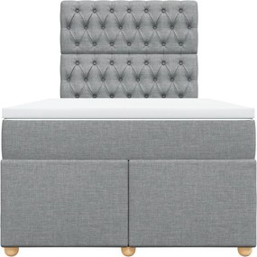 vidaXL Κρεβάτι Boxspring με Στρώμα Ανοιχτό Γκρι 120x200 εκ. Υφασμάτινο