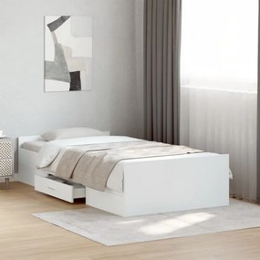 vidaXL Πλαίσιο Κρεβατιού με Συρτάρια Λευκό 75x190εκ Επεξεργασμένο Ξύλο