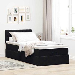 Οθωμανικό κρεβάτι με στρώμα Μαύρο 90x190cm Velvet 3311815