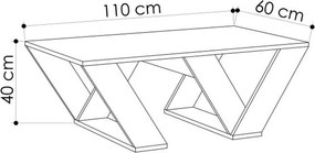 Τραπεζάκι σαλονιού Pipra Megapap χρώμα λευκό 110x60x40εκ.