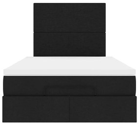 Οθωμανικό κρεβάτι με στρώμα &amp; LEDs Μαύρο 120x190 cm Ύφασμα 3313908