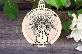 Σετ των 2 Intra απο ξύλο plywood 3mm-4mm πάχος – Στολίδι Snow Hair and I Don't Care Δίασταση 20x20 cm INTRAFABR-111017321