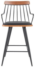 Σκαμπό μπαρ Posse μέταλλο μαύρο-καρυδί ξύλο-μαύρο pu 48x54x92.5εκ 48x54x92.5 εκ.